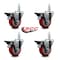 Service Caster 3.5'' Red Poly Wheel Swivel 7/8'' Square Stem Caster Set with Brake, 4PK SCC-SQ20S3514-PPUB-RED-PLB-78-4 - alternate 3